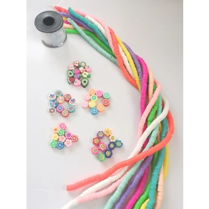 Livza Bijuteri 10 Renk Fimo Boncuk 6 mm  ile 5 Adet Farklı Figür Boncuk Seti 1-Adet 100 M Lastik Misina  Set