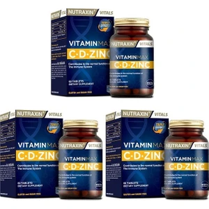Tek Tablette C Vitamin D Vitamin ve Çinko Içeren Vitamin Max 60 Tablet*3 Adet