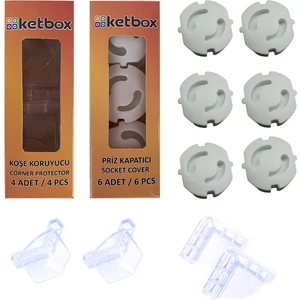 6 Adet Priz Kapatıcı ve 4 Adet Silikon Köşe Koruyucu 3m Bantlı Çocuk Bebek Güvenlik Set