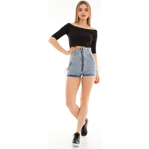 The Bark Bağcık Detaylı Mini Kadın Jean Şort 2651 Mavi