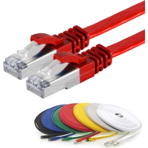 CAT7 Yassı FTP Ethernet (Network, LAN) Kablosu, Kırmızı, 10 metre