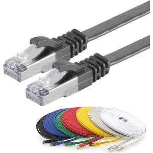 CAT7 Yassı FTP Ethernet (Network, LAN) Kablosu, Siyah, 50 cm