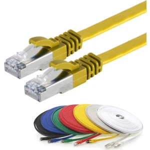 CAT7 Yassı FTP Ethernet (Network, LAN) Kablosu, Sarı, 50 cm