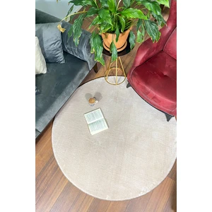 Sultan Halı Sütlü Kahve Yuvarlak Peluş Halı