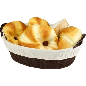 Hasır Desenli Ekmek Sepeti Oval 28 cm. Bez Kaplamalı
