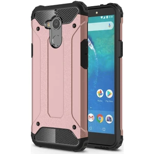 noktaks - General Mobile GM 8 - Kılıf Çift Katman Zırh Tank Crash Military Kapak - Rose Gold - T2324
