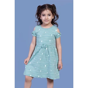 Toontoy Kids Toontoy Kız Çocuk Kalp Desenli Kolları Detaylı Elbise