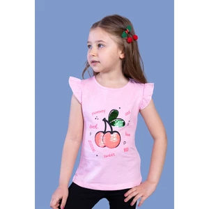 Toontoy Kids Toontoy Kız Çocuk Çevirmeli Pullu Kiraz Baskılı Tişört