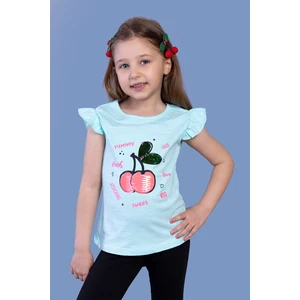Toontoy Kids Toontoy Kız Çocuk Çevirmeli Pullu Kiraz Baskılı Tişört