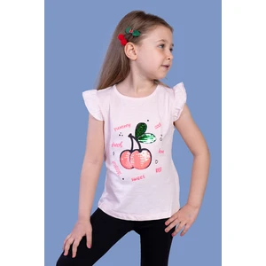 Toontoy Kids Toontoy Kız Çocuk Çevirmeli Pullu Kiraz Baskılı Tişört