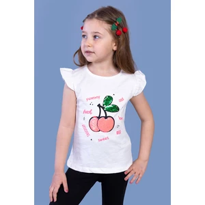 Toontoy Kids Toontoy Kız Çocuk Çevirmeli Pullu Kiraz Baskılı Tişört