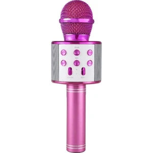 WS-858 Karaoke Mikrofon Bluetooth Kablosuz Usb, Hafıza Kartı ve Aux Girişli Taşınabilir Eğlenceli Çocuk Müzik Dans Pembe