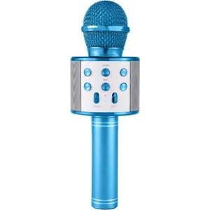 WS-858 Karaoke Mikrofon Bluetooth Kablosuz Usb, Hafıza Kartı ve Aux Girişli Taşınabilir Eğlenceli Çocuk Müzik Dans Mavi