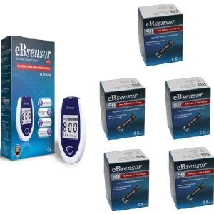 Ebsensor Kan Şeker Ölçümcihazı + X5 Kutu Ölçüm STRIBI(250 Ölçüm)