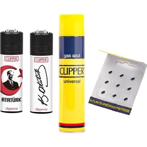 Clipper 4 Parça Atatürk Serisi Çakmak Seti Siyah
