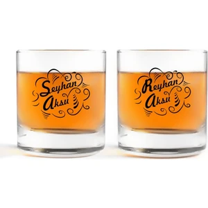 Kişiye Özel Renkli Baskılı Isimli Ikili Viski Bardağı-7