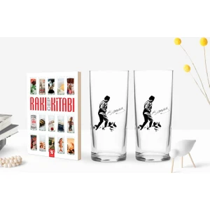 Bk Gift Renkli Baskılı Atatürk Temalı Ikili Rakı Bardağı ve Rakı Cep Kitabı Hediye Seti-16
