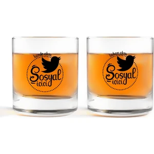 Kişiye Özel Renkli Baskılı Sosyal Içici Ikili Viski Bardağı-1