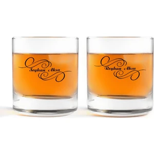 Kişiye Özel Renkli Baskılı Isimli Ikili Viski Bardağı-3