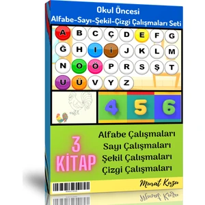 Enine Boyuna Eğitim Okul Öncesi Alfabe-Sayı-Şekil-Çizgi Çalışmaları Kitap Seti
