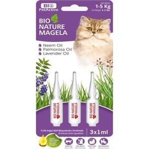 Bio Pet Active Bio PetActive Bio Nature Kedi Bit Kene Parazit Tüy ve Deri Bakım Damlası 3x1 ml 1-5 kg