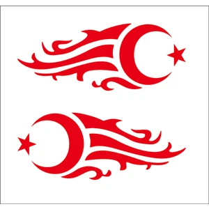 Sticker Fabrikası Ay Yıldız Türk Bayrağı 2 Adet Sticker 00929