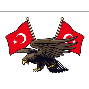 Sticker Fabrikası Kartal Türk Bayrağı Ay Yıldız Sticker 00941