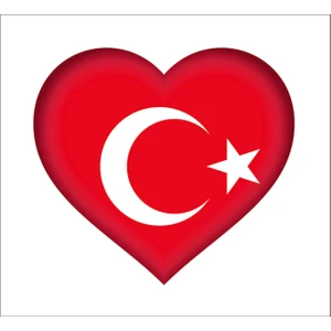 Sticker Fabrikası Kalp Türk Bayrağı Türkiye Ay Yıldız Çıkartma Sticker 00970