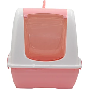 Kapalı Üstten Açılır Somon Renkli Kedi Tuvaleti