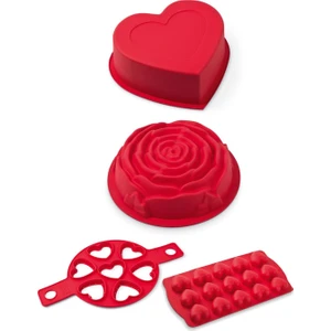 SET010 Sevgiliye Özel Kalp ve Gül Desenli Kek ve Pasta Kalıbı Seti