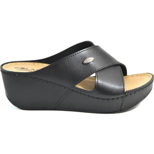 Z0521 Dolgu Topuk Siyah Anatomik Kadın Terlik