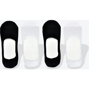 4'lü Erkek Kaymaz Silikonlu Beyaz-Siyah Renk Babet Çorap