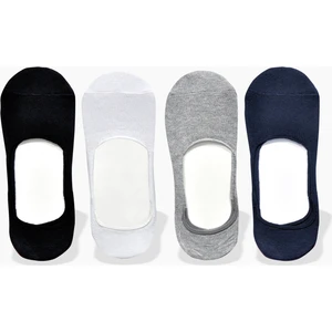 4'lü Erkek Kaymaz Silikonlu Siyah-Gri-Beyaz-Lacivert Renk Babet Çorap