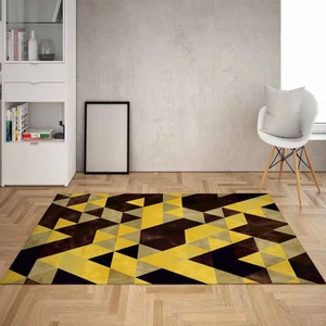 Bona Fortuna Geometrik Üçgen Desenli Dijital Baskı Yıkanabilir Kaymaz Taban Modern Salon Halı ve Yolluk(Khvegld)