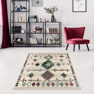 Bona Fortuna Kilim Desenli Etnik Dijital Baskı Yıkanabilir Kaymaz Taban Modern Salon Halı ve Yolluk 