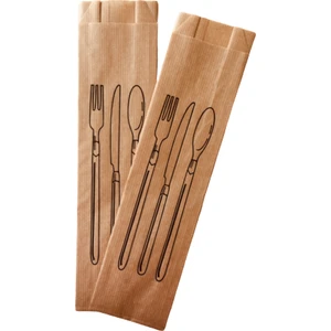 Anadolu Kağıtçılık Çatal Kaşıklık Baskılı Kese Kağıdı -Çizgili Şamua Kraft 7 x 28 cm 10 kg 3400'LÜ