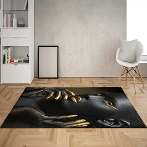 Bona Fortuna Afrika Desenli Afrikalı Kadın Halı Dijital Baskı Yıkanabilir Modern Salon Halı ve Yolluk