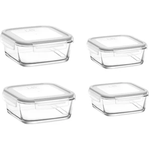 Fresco Cam Saklama Kabı Seti 4 Lü Beyaz 720 cc ve 1150 cc Kapasiteli Sızdırmaz