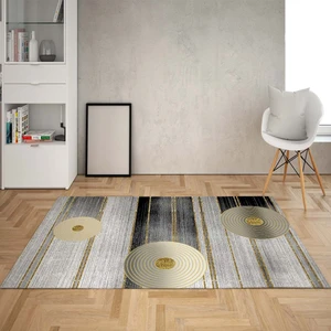 Bona Fortuna Çember Desenli Dijital Baskı Yıkanabilir Kaymaz Taban Modern Salon Halısı ve Yolluk