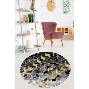 Bona Fortuna Balpeteği Geometrik Desenli Etnik Dijital Baskı Yıkanabilir Kaymaz Taban Salon Halı ve Yollu(Gri)