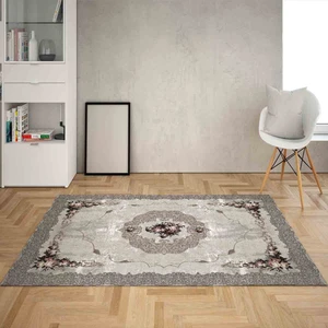 Bona Fortuna Çiçek Gül Desenli Dijital Baskı Yıkanabilir Kaymaz Taban Vintage Salon Halı ve Yolluk