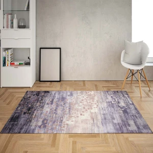 Bona Fortuna Batik Desenli Renk Geçişli Dijital Baskı Yıkanabilir Kaymaz Taban Salon Halısı ve Yolluk(Lila)