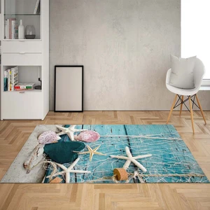 Bona Fortuna Deniz Yıldızı Desenli Dijital Baskı Yıkanabilir Kaymaz Taban Modern Salon Halısı ve Yolluk