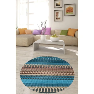 Bona Fortuna Geometrik Zigzag Renk Geçişli Dijital Baskı Yıkanabilir Kaymaz Taban Modern Yuvarlak Salon Hol Halı