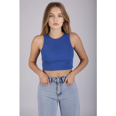 Madmext Mad Girls Saks Crop Top MG1113 Fiyatı Taksit Seçenekleri