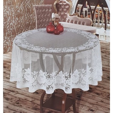 Wenessi Gullu Desen Yuvarlak Masa Ortusu Pudra Fiyati