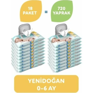 Uni Baby Yenidoğan Islak Mendil 18'li 720