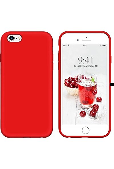 Mtncover Apple iPhone 6 / 6s Uyumlu Içi Kadife Lansman Liquid Silicone Kılıf Şok Emici Full Kasa Koruma Sağlayan Kılıf Kırmızı