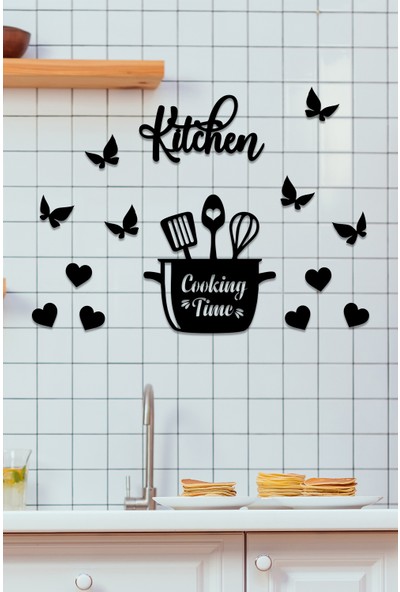 New Jargon - Mutfağım Kitchen Tencere Cooking Time Lazer Kesim Duvar Oda Ev Aksesuarı Ahşap Tablo