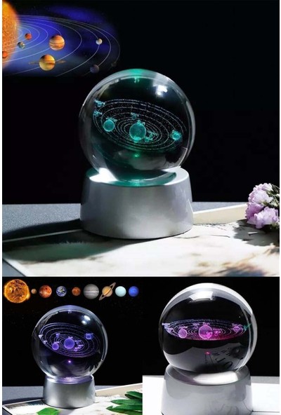 Dream Plus Renkli Dekoratif Renk Değiştiren LED Işıklı Cam Gezegenler Küre